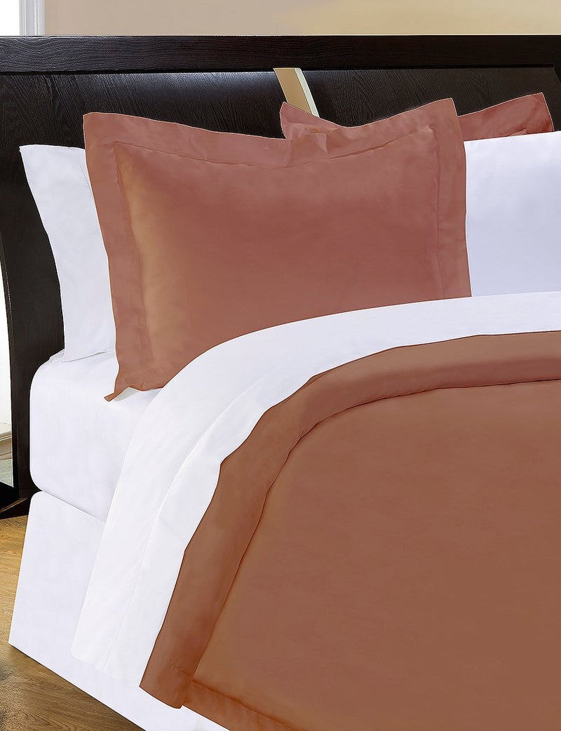 Pointehaven 500 Thread Count Cotton Oversized Solid Duvet Set - 3 Piece Bedding with Button Closure 100% Long Staple Cotton Duvet with Tie-Backs All Season Queen Expresso